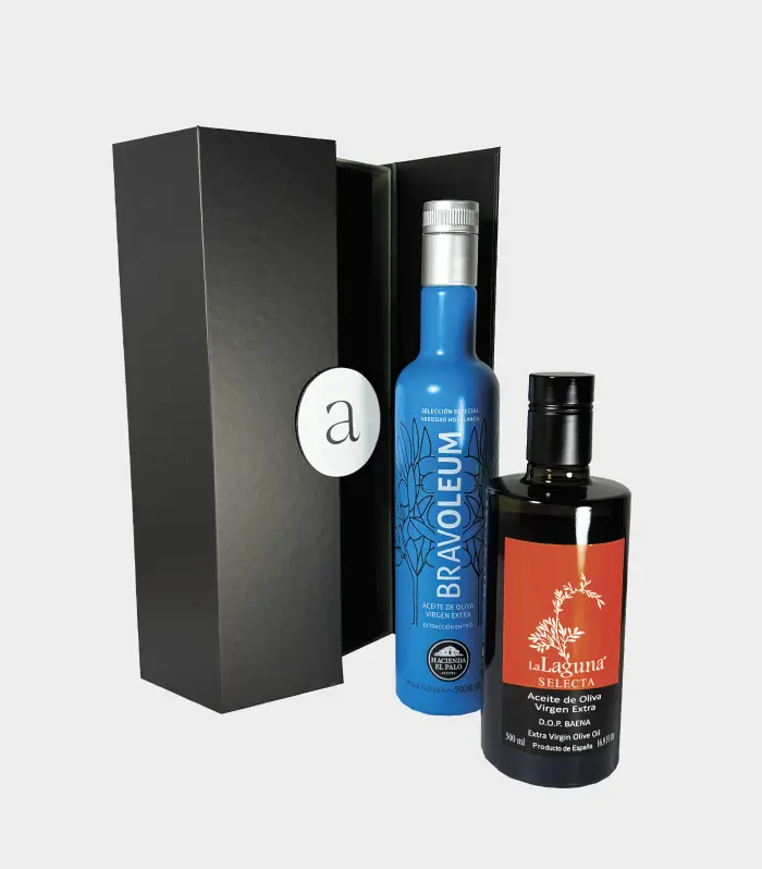 Los Omeya Bravoleum organic hojiblanca extra virgin olive oil bottle